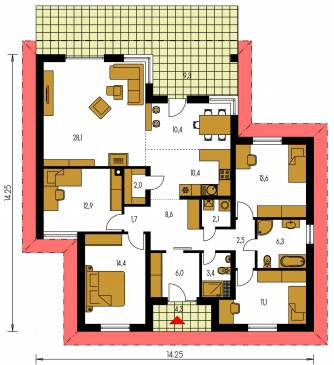 Mirror image | Floor plan of ground floor - BUNGALOW 124